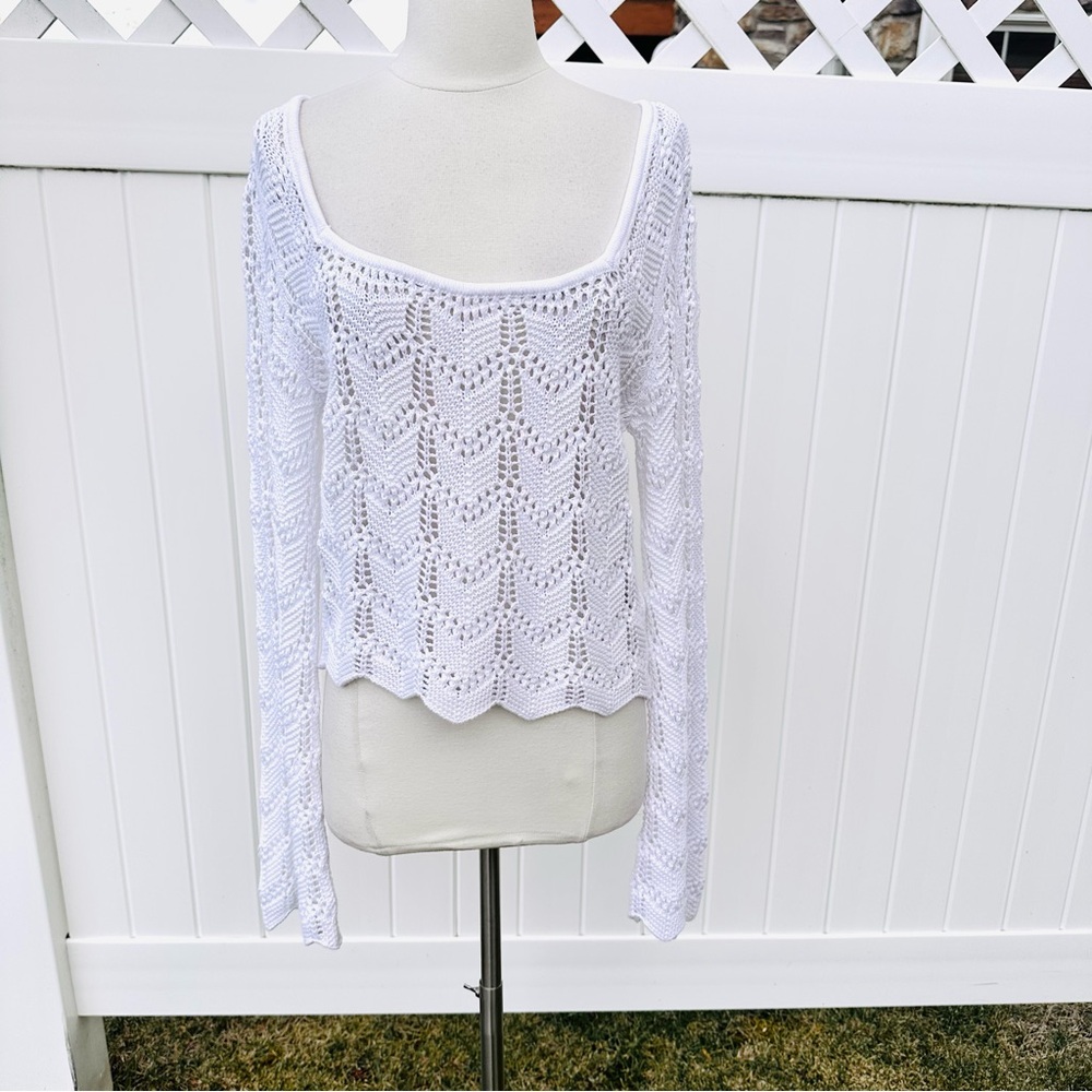 Hollister Crochet Long Bell Sleeve Jumper Sweater - Picture 5 of 16